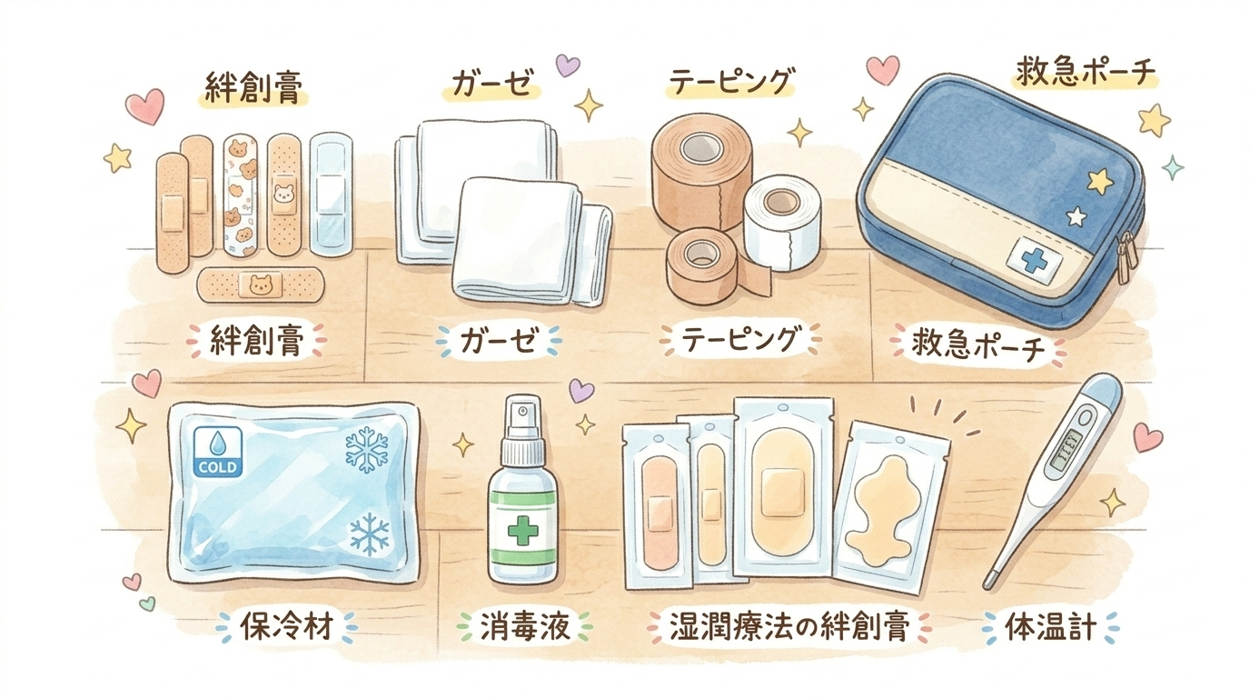 救急ポーチの中身一覧イラスト